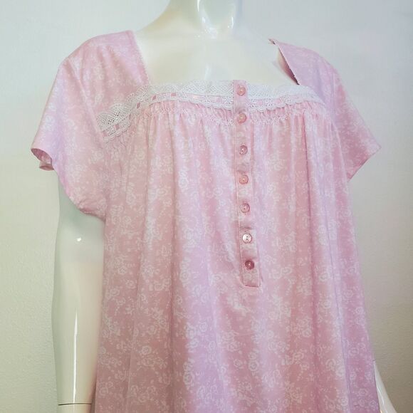 NEW Earth Angels Plus Size Pink Floral Nightgown - Picture 4 of 6